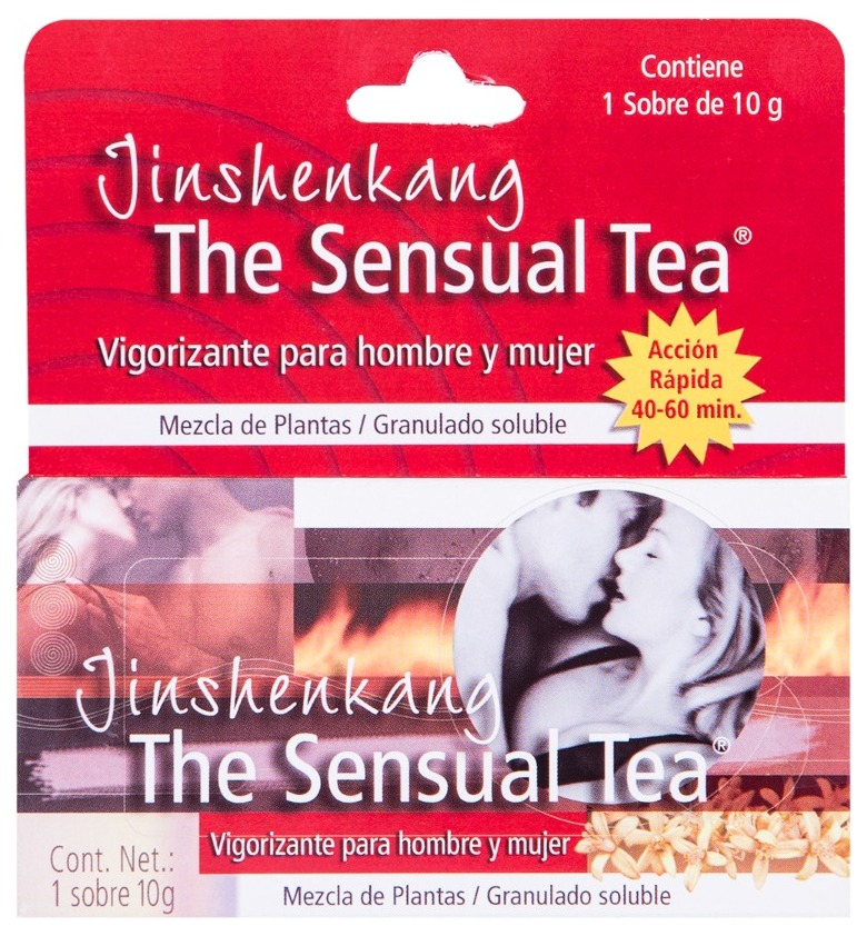 Empaque oficial de Jinshenkang The Sensual Tea, granulado soluble en sobre de 10 gramos